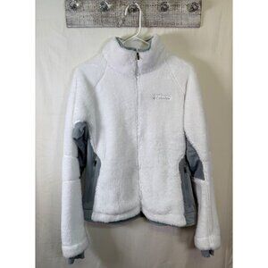 Columbia Fleece Full Zip Teddy Jacket With Breathable Sides Size XL White Mock